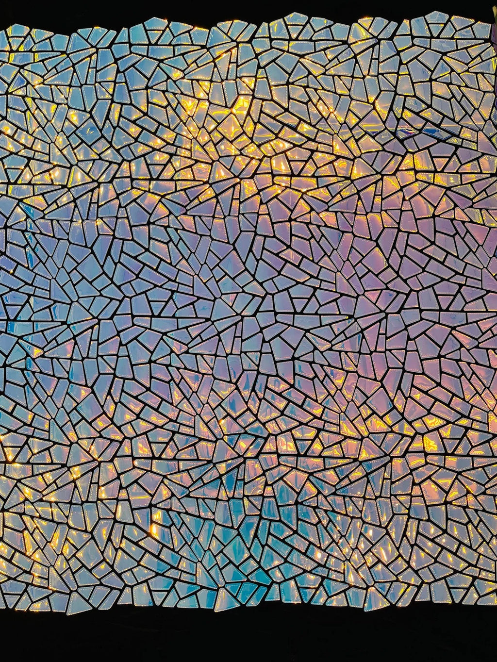 Mirror Sequins Velvet Fabric - Iridescent Aqua Blue - Large Shiny Mirror Cut Sequins By Yard