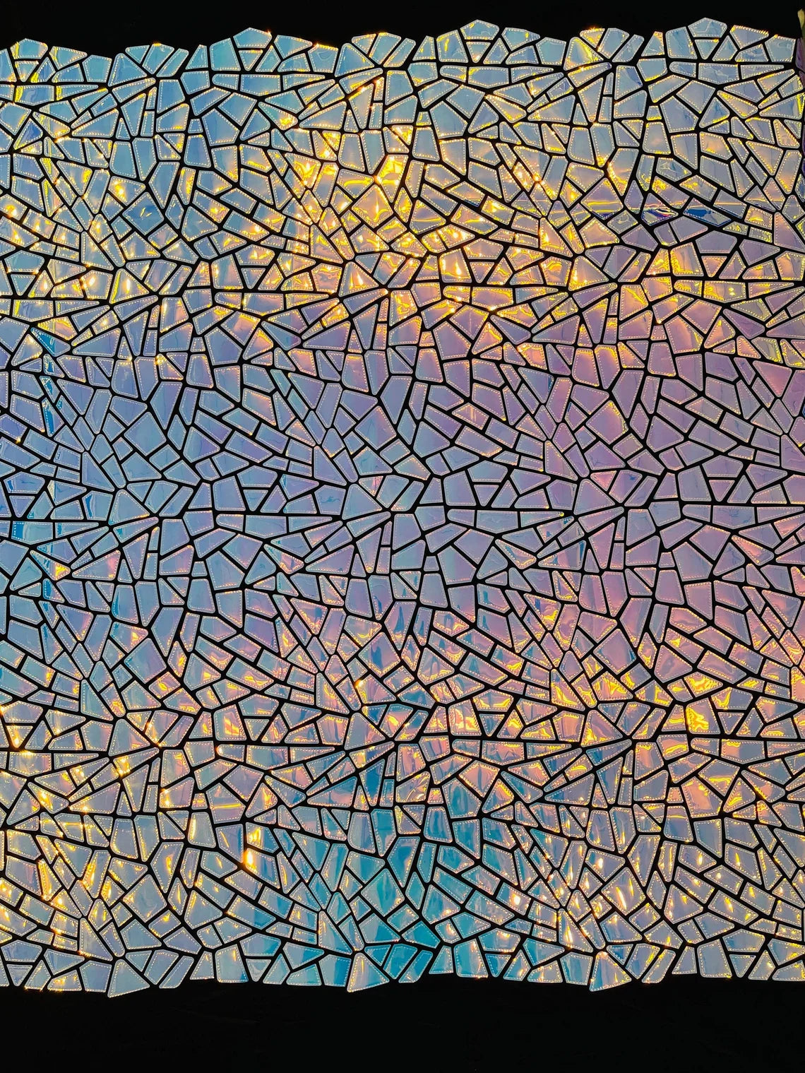 Mirror Sequins Velvet Fabric - Iridescent Aqua Blue - Large Shiny Mirror Cut Sequins By Yard