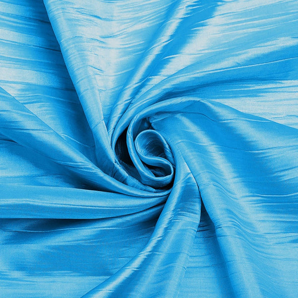 54" Crushed Taffeta Fabric - Aqua Blue - Crushed Taffeta Creased Fabric Sold by The Yard