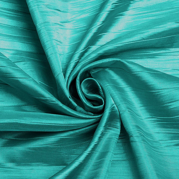54" Crushed Taffeta Fabric - Aqua Green - Crushed Taffeta Creased Fabric Sold by The Yard