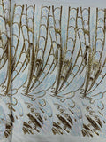 Multi-Color Sequins Design - Aqua Iridescent / Gold - 4 Way Stretch Sequins Fabric By The Yard
