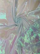 Pearl Iridescent Organza - Aqua Iridescent - 58" Sheer Organza Fabric for Fashion, Decor, Craft By Yard