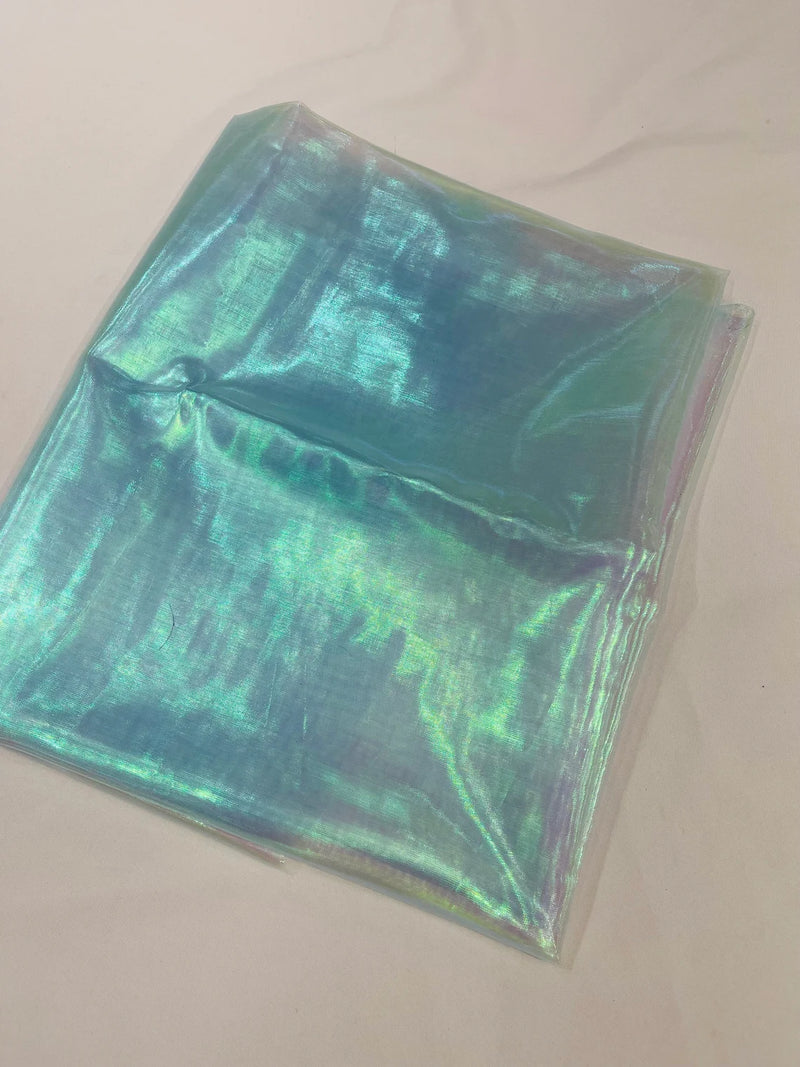 Pearl Iridescent Organza - Aqua Iridescent - 58" Sheer Organza Fabric for Fashion, Decor, Craft By Yard