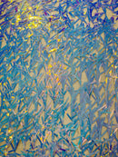 Sword Large Shiny Sequins - Aqua Iridescent - Hanging Iridescent Sequins On Lace Fabric By Yard