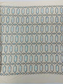 Fancy Gem Jewel Fabric - Aqua Iridescent - Geometric Stretch Sequins Design on Mesh By Yard