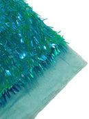 Sword Large Shiny Sequins - Aqua Mint - Hanging Iridescent Sequins On Lace Fabric By Yard