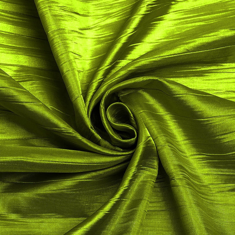 54" Crushed Taffeta Fabric - Avocado - Crushed Taffeta Creased Fabric Sold by The Yard