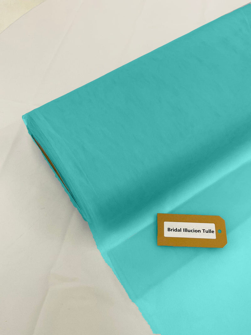 108" Tulle Illusion Fabric - Aqua Blue - Premium Tulle Polyester Fabric Sold By Roll of 50 Yards