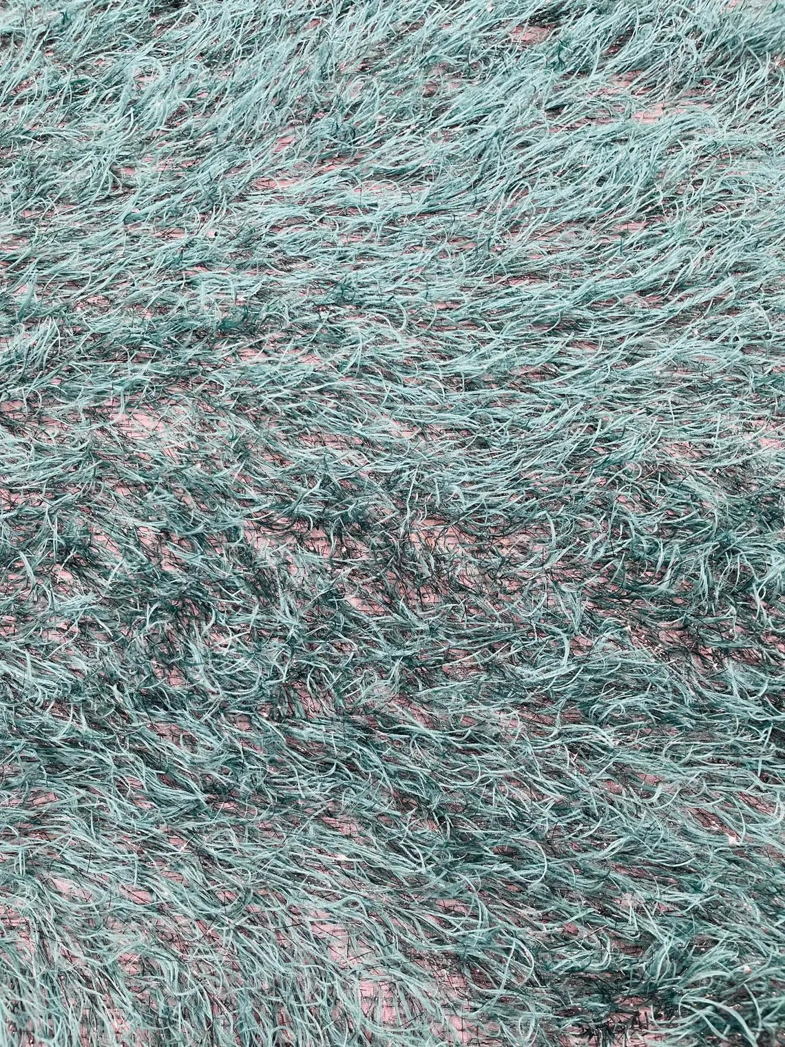 Metallic Eyelash Fabric - Baby Blue / Black - Feather/Eyelash/Fringe Design on Mesh By Yard