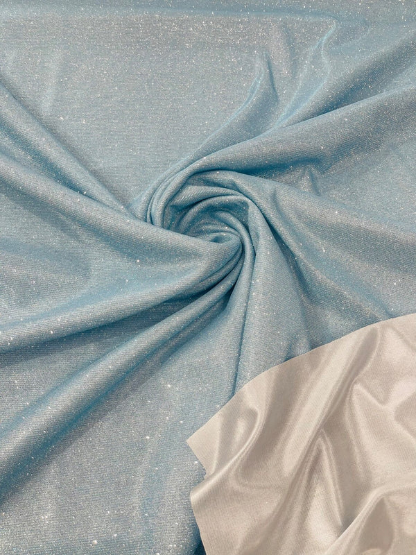 Shimmer Glitter Fabric - Baby Blue - Luxury Sparkle Stretch Solid Fabric Sold By Yard