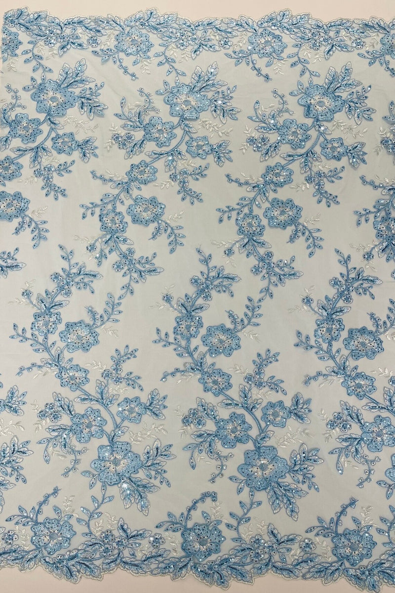 Light Blue French Floral Lace