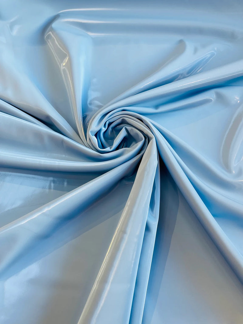 Latex Shiny Vinyl - Baby Blue - 4 Way Stretch Milliskin Vinyl Spandex Latex Fabric Sold by Yard