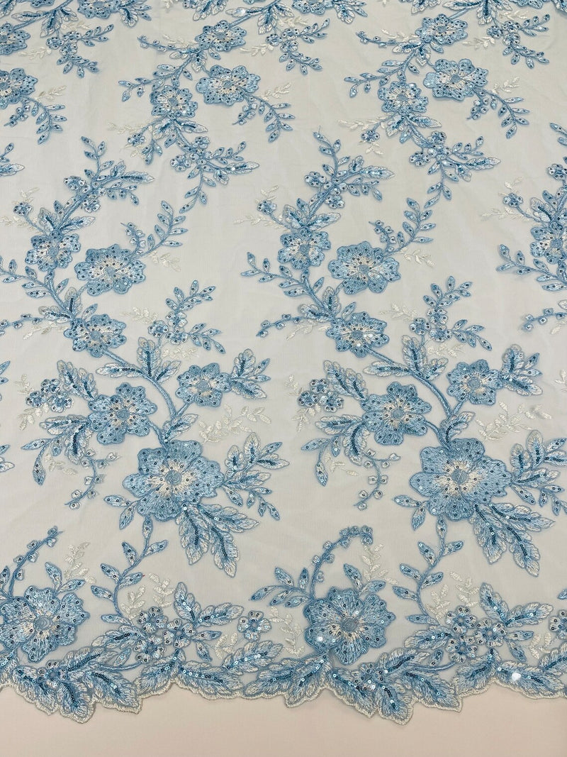 Light Blue French Floral Lace