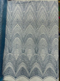 Geometric Glitter Fabric - Baby Blue - Shimmer Glitter Geometric Design Fabric By Yard