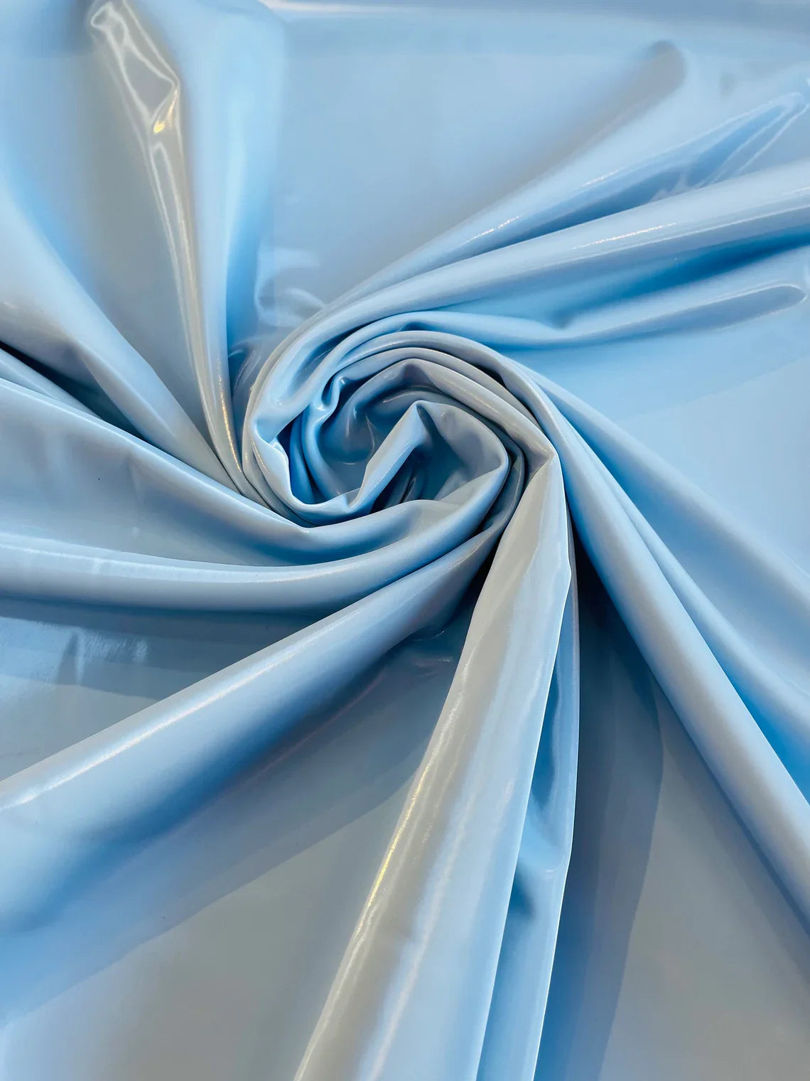 Latex Shiny Vinyl - Baby Blue - 4 Way Stretch Milliskin Vinyl Spandex Latex Fabric Sold by Yard