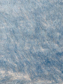 Metallic Eyelash Fabric - Baby Blue / Silver - Feather/Eyelash/Fringe Design on Mesh By Yard