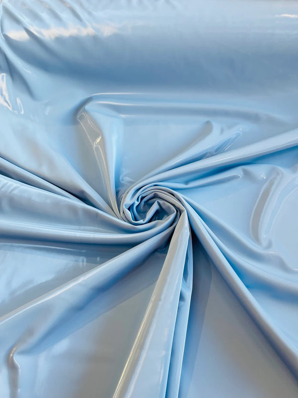 Latex Shiny Vinyl - Baby Blue - 4 Way Stretch Milliskin Vinyl Spandex Latex Fabric Sold by Yard