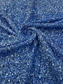 Stretch Velvet Sequins Fabric - Baby Blue Full - Velvet Sequins 2 Way Stretch 58/60” By Yard