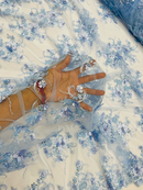 3D Flower Sequins Design - Baby Blue - Embroidered Pearl Sequins Floral Clusters Lace Fabric By Yard