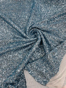 Mille Striped Stretch Sequins - Baby Blue *NEW* - 4 Way Stretch Spandex Sequins Striped Fabric By The Yard