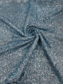 Mille Striped Stretch Sequins - Baby Blue *NEW* - 4 Way Stretch Spandex Sequins Striped Fabric By The Yard