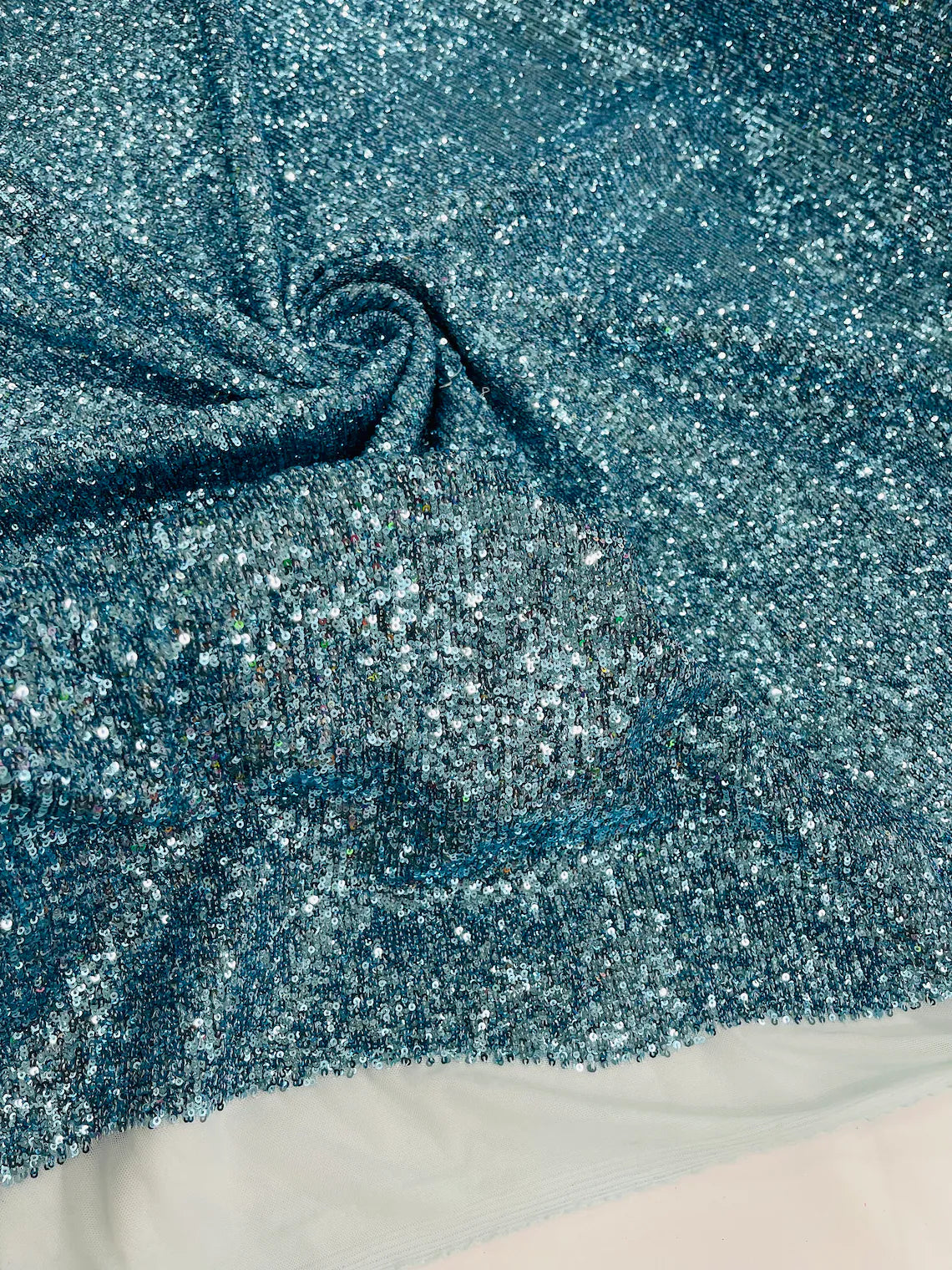 Mille Striped Stretch Sequins - Baby Blue *NEW* - 4 Way Stretch Spandex Sequins Striped Fabric By The Yard