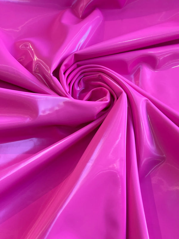 Latex Shiny Vinyl - Barby Pink - 4 Way Stretch Milliskin Vinyl Spandex Latex Fabric Sold by Yard
