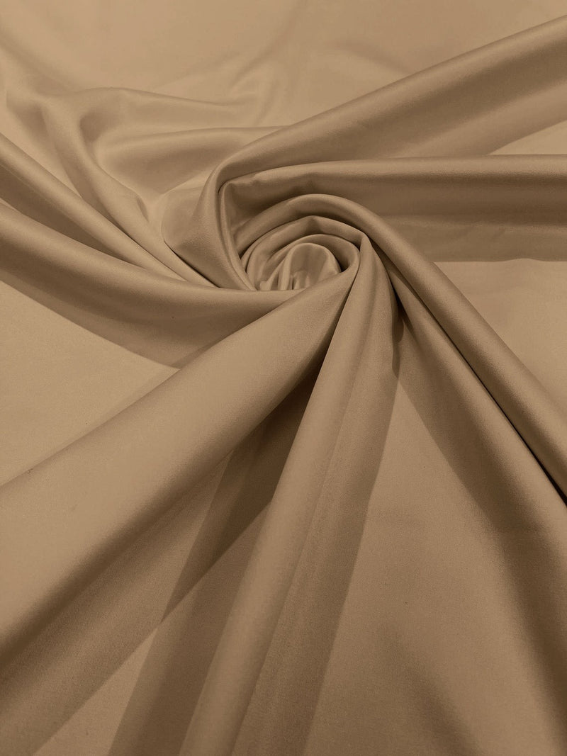 58/59" Satin Fabric Matte L'Amour - Beige - (Peau de Soie) Duchess Dress Satin Fabric By The Yard
