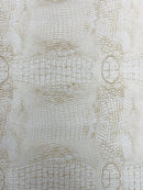 Alligator Faux Leather Vinyl - Beige / Gold - Fabric 3D Scales Design Vinyl Alligator By Yard