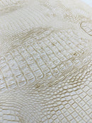 Alligator Faux Leather Vinyl - Beige / Gold - Fabric 3D Scales Design Vinyl Alligator By Yard