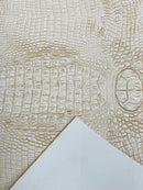 Alligator Faux Leather Vinyl - Beige / Gold - Fabric 3D Scales Design Vinyl Alligator By Yard