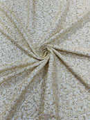 Cast Net Sequins Fabric - Beige - Embroidery Fish Net Design Sequins Lace Fabric By Yard