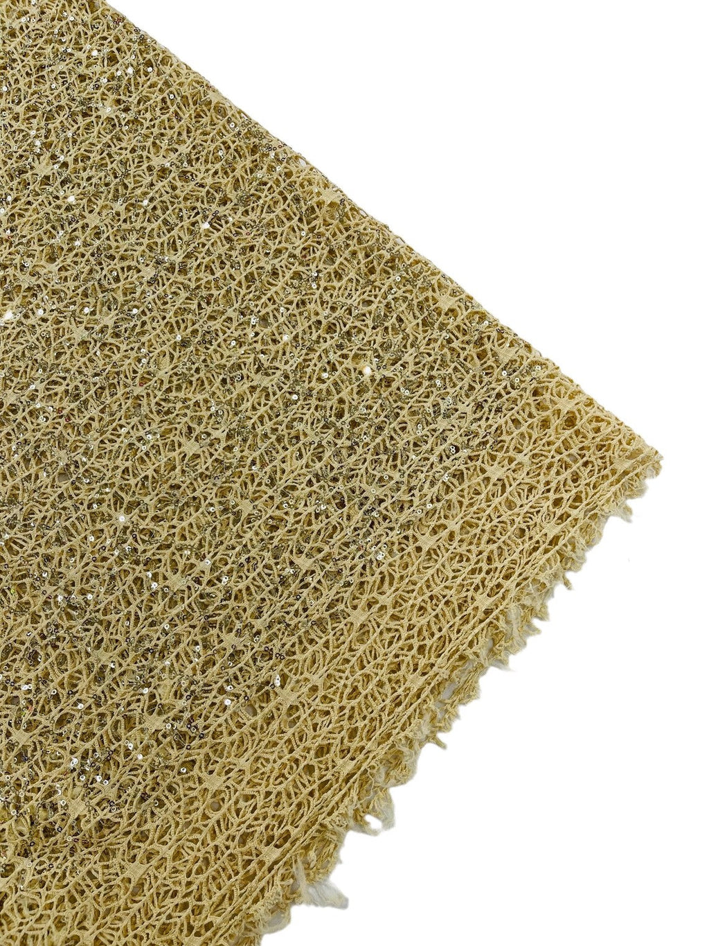 Cast Net Sequins Fabric - Beige - Embroidery Fish Net Design Sequins Lace Fabric By Yard