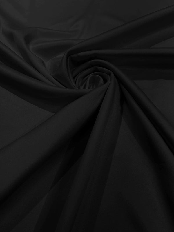 58/59" Satin Stretch Fabric Matte L'Amour - Black - Stretch Matte Satin Fabric Sold By Yard