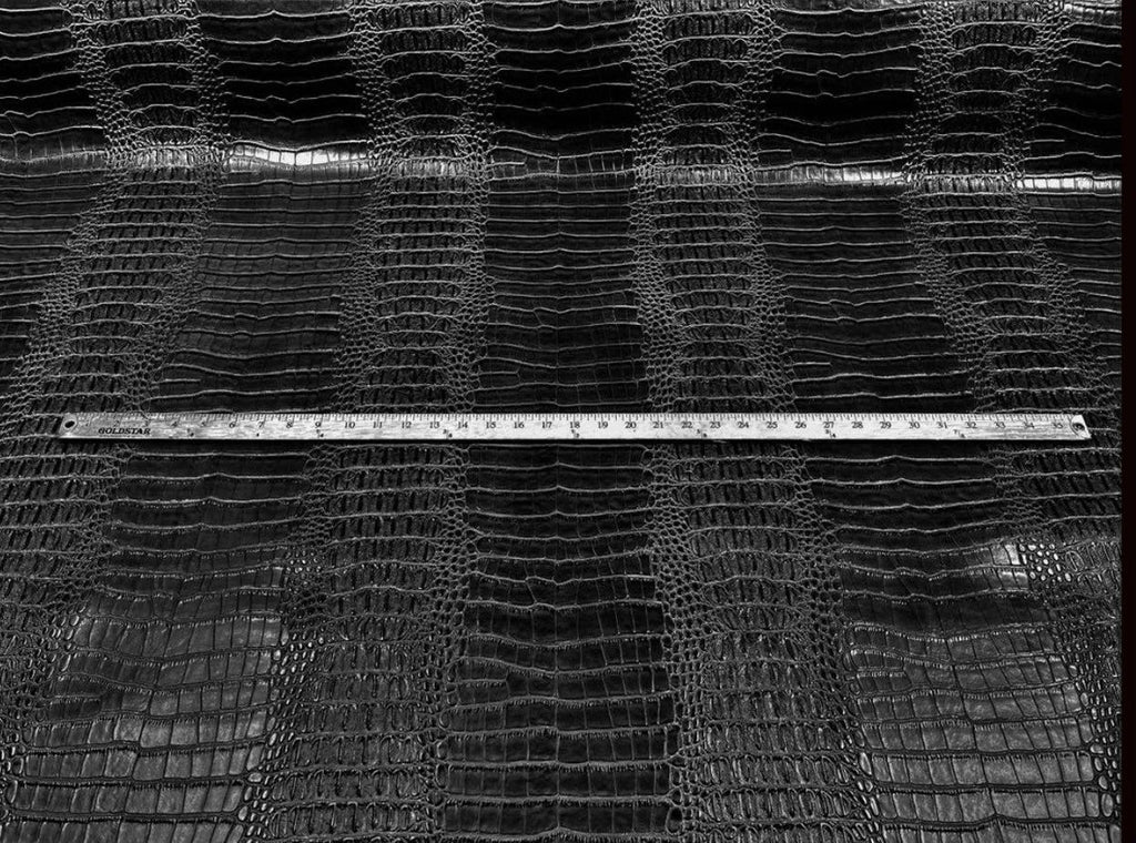 Crocodile Faux Leather Vinyl - Black - Fabric 3D Scales Vinyl Crocodile Sold By Yard