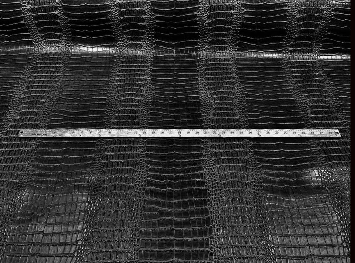 Crocodile Faux Leather Vinyl - Black - Fabric 3D Scales Vinyl Crocodile Sold By Yard