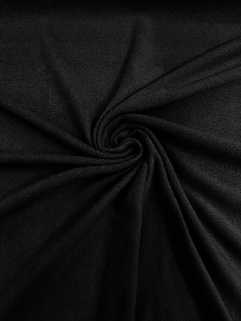 58" Soft Solid Polar Fleece Fabric - Black - Anti-Pill Soft Polar Fleece Fabric Sold by Yard