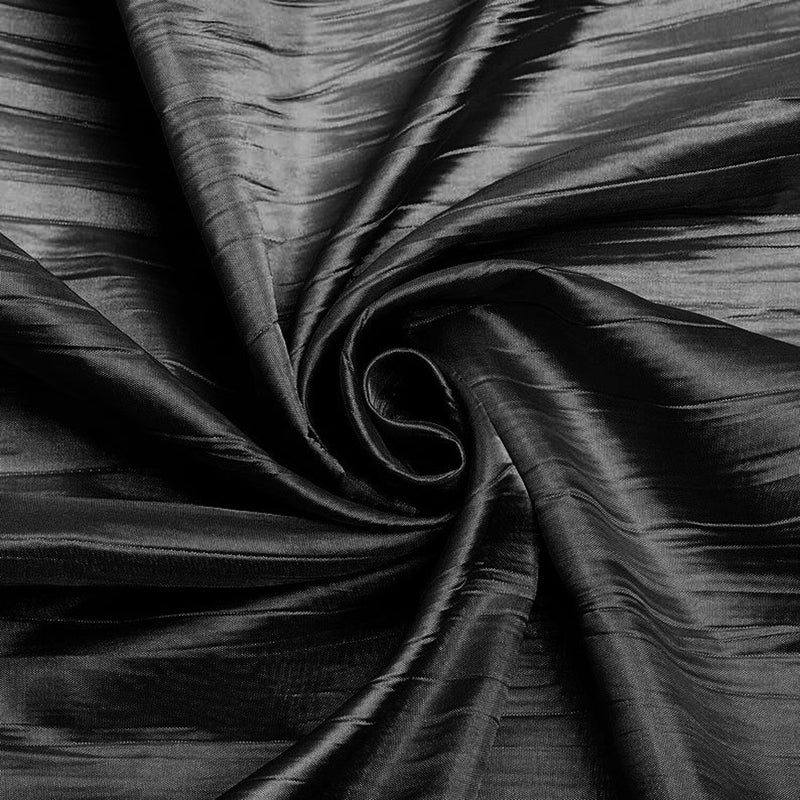 54" Crushed Taffeta Fabric - Black - Crushed Taffeta Creased Fabric Sold by The Yard