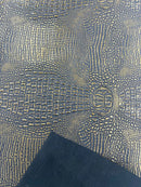 Alligator Faux Leather Vinyl - Black / Gold - Fabric 3D Scales Design Vinyl Alligator By Yard