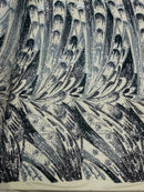 Multi-Color Sequins Design - Black / Silver - 4 Way Stretch Sequins Fabric By The Yard