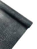 Alligator Faux Leather Vinyl - Black / Silver - Fabric 3D Scales Design Vinyl Alligator By Yard