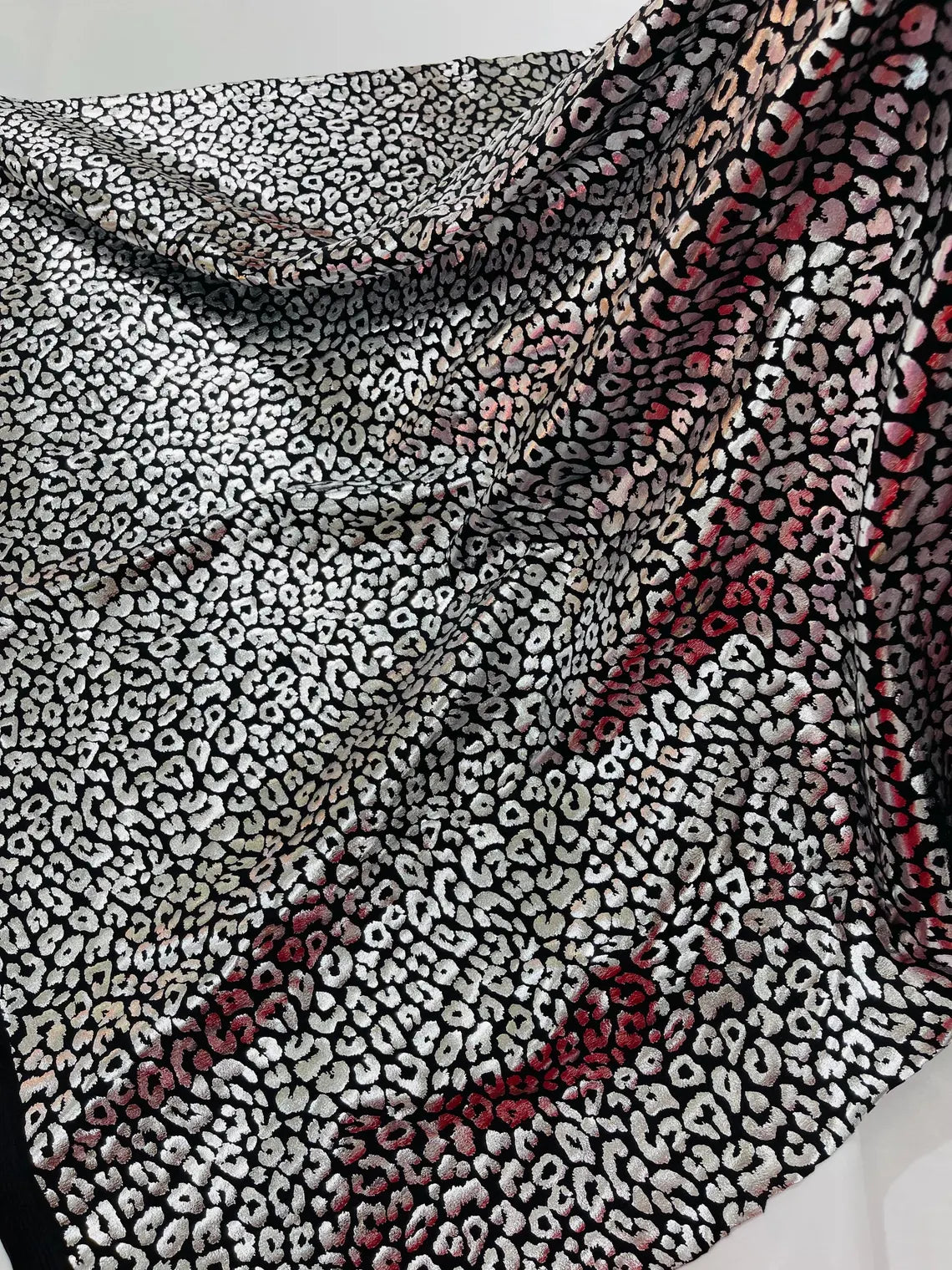 Cheetah Design Spandex Fabric - Black / Silver - 58/60" Animal Print 4 Way Stretch Fabric By Yard