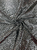 Cheetah Design Spandex Fabric - Black / Silver - 58/60" Animal Print 4 Way Stretch Fabric By Yard