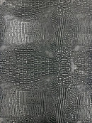 Alligator Faux Leather Vinyl - Black / Silver - Fabric 3D Scales Design Vinyl Alligator By Yard