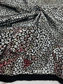 Cheetah Design Spandex Fabric - Black / Silver - 58/60" Animal Print 4 Way Stretch Fabric By Yard