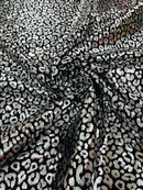 Cheetah Design Spandex Fabric - Black / Silver - 58/60" Animal Print 4 Way Stretch Fabric By Yard