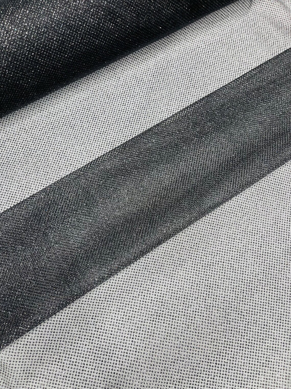 Shimmer Glitter Mesh Fabric - Black - Shiny Glitter Dots Design on Lace Mesh Sold By Yard
