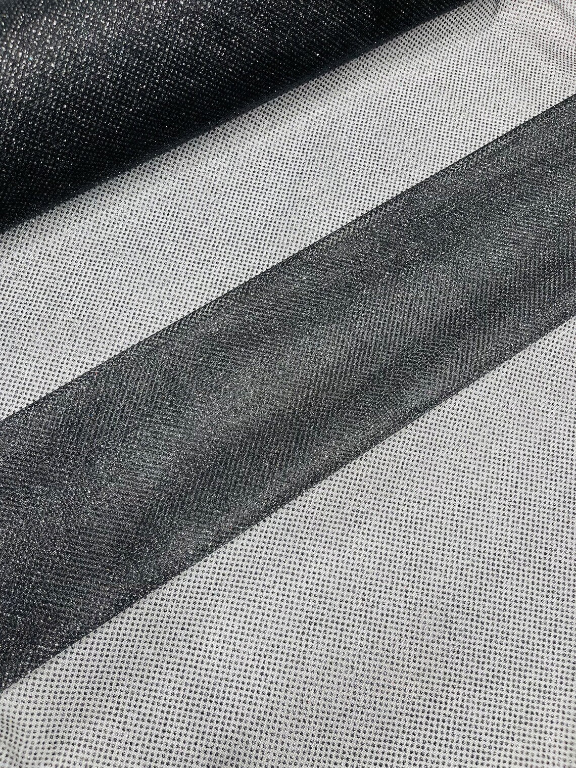 Shimmer Glitter Mesh Fabric - Black - Shiny Glitter Dots Design on Lace Mesh Sold By Yard