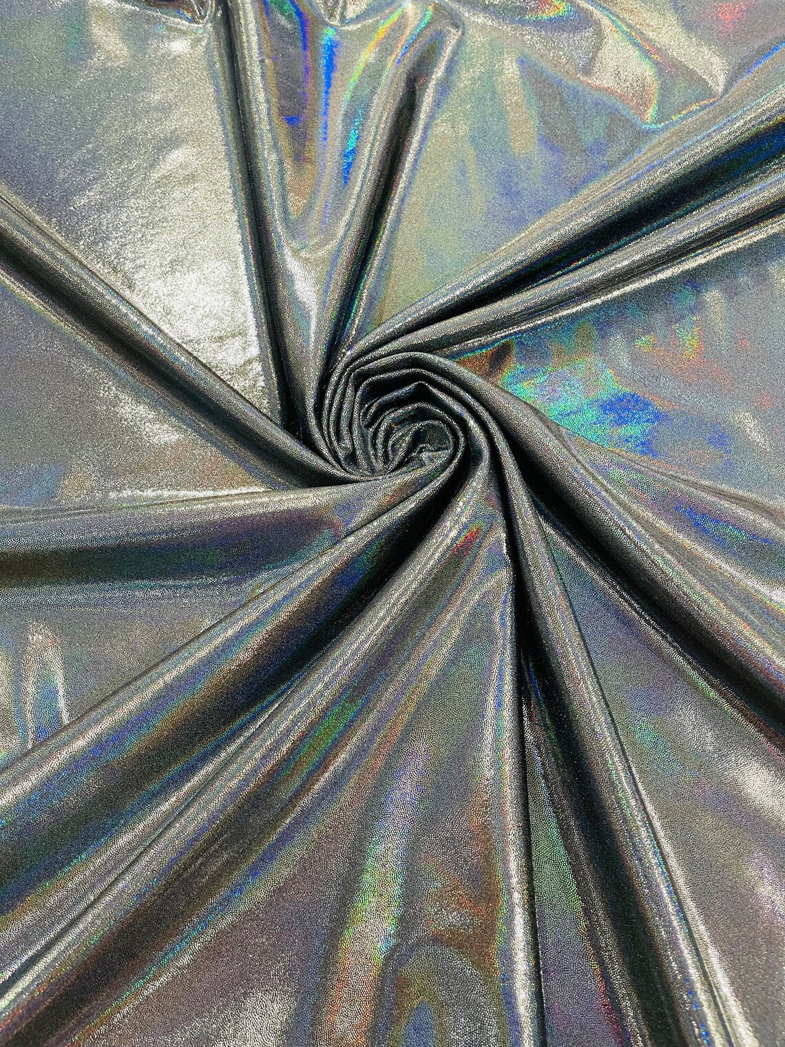 Mystique Foil Fabric - Black - 58/60" 4 Way Stretch Iridescent Foggy Foil Fabric Nylon/Spandex By Yard