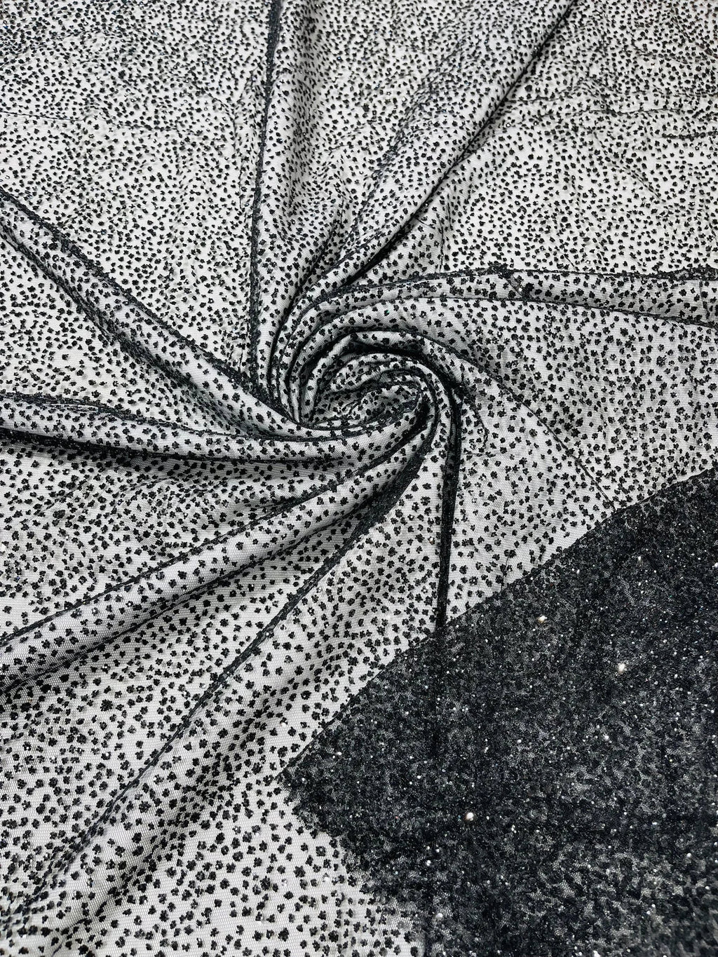 Glitter Mesh Sheer Fabric - Black - 60" Wide Shiny Glitter Mesh Fabric Sold By The Yard